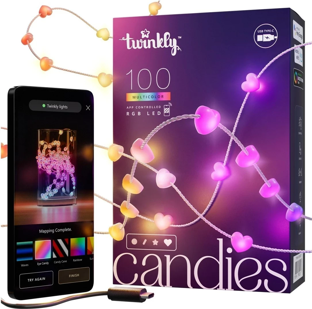 Drita LED për pemë Krishtlindjesh Twinkly Candies TWKH100RGB-T, 6 m, Shumëngjyrëshe