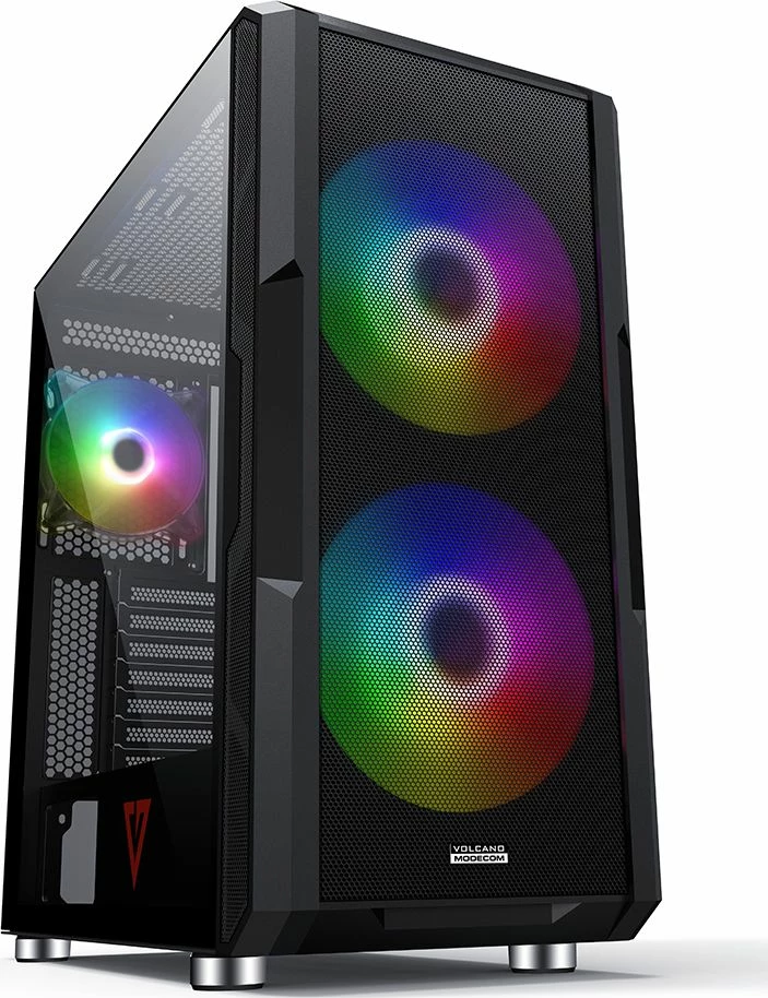 Kasë Modecom Volcano Amirani ARGB (AT-AMIRANI-PG-10-000000-0002), Midi Tower ATX, USB-C, pa PSU, e zezë