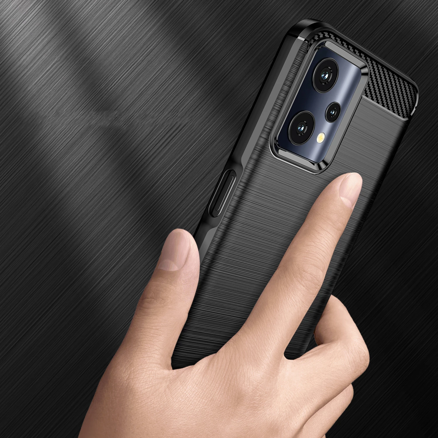 Mbështjellës Hurtel Carbon Case për Realme 9 Pro, i zi