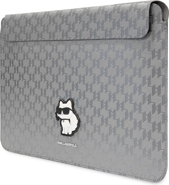 Mbështjellës laptopi Karl Lagerfeld Saffiano Monogram Choupette 14", argjend