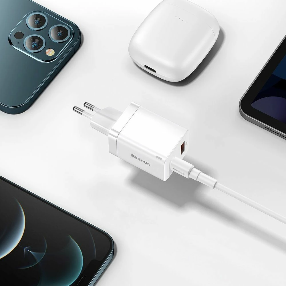 Karikues rrjeti Baseus Super Si Pro CCSUPP-E02 30W PD/QC, 1x USB-A + 1x USB-C, 3A, i bardhë