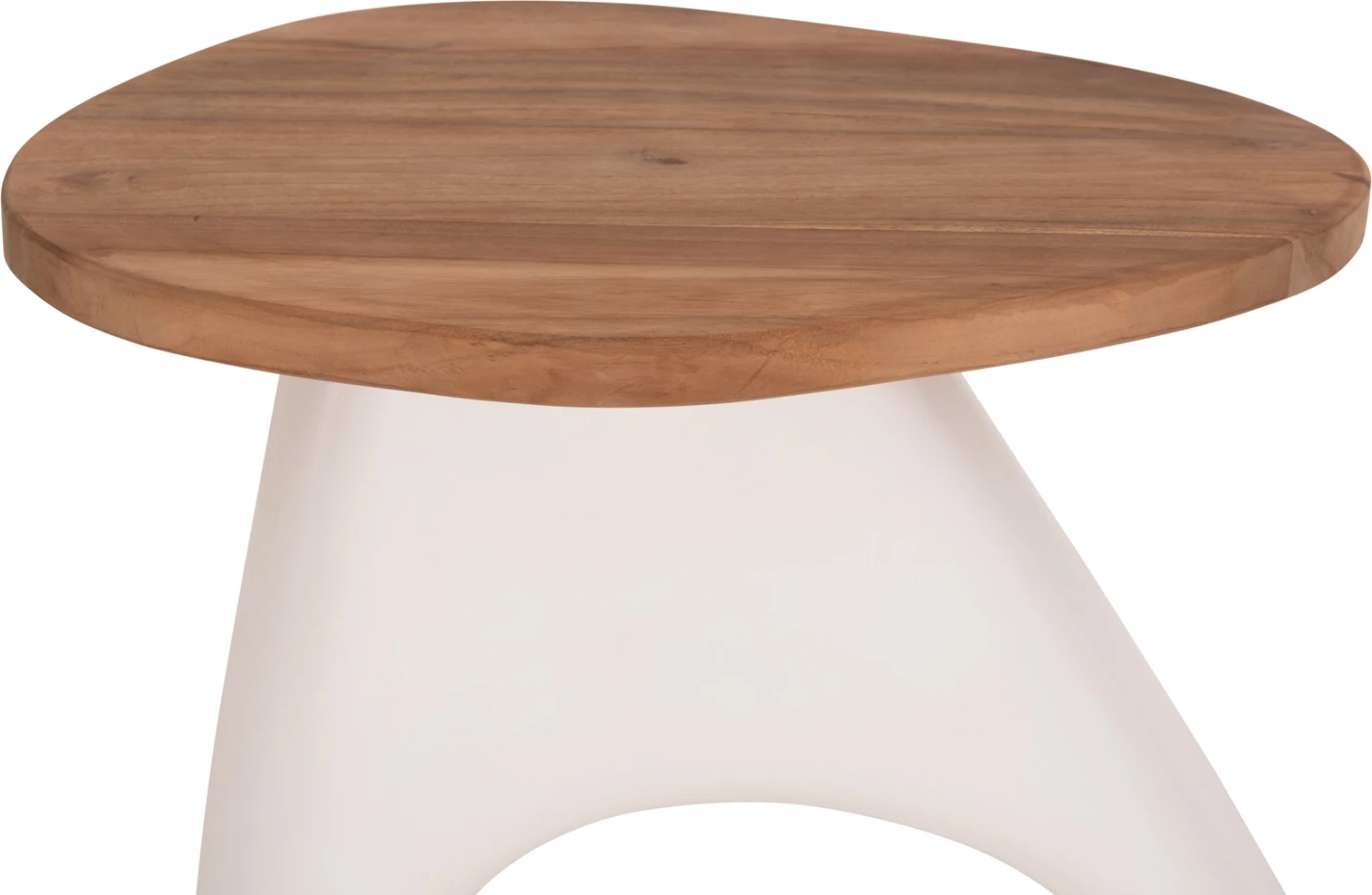 Tavolinë anësore AIDA, bazë prej fibrë-cementi e bardhë, sipërfaqe druri teak, 47x60x59cm