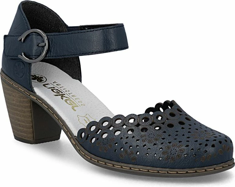Sandale lëkure për femra Rieker 40902-14, blu e errët