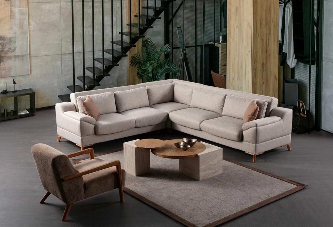 Kënd-sofë krevati, ngjyrë bezhë, Atelier del Sofa, Aqua Corner (L2 + C + 3R)