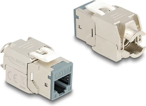 Modul Keystone DeLOCK RJ45 në LSA Cat6A, tool-free, set 10 copë, gri