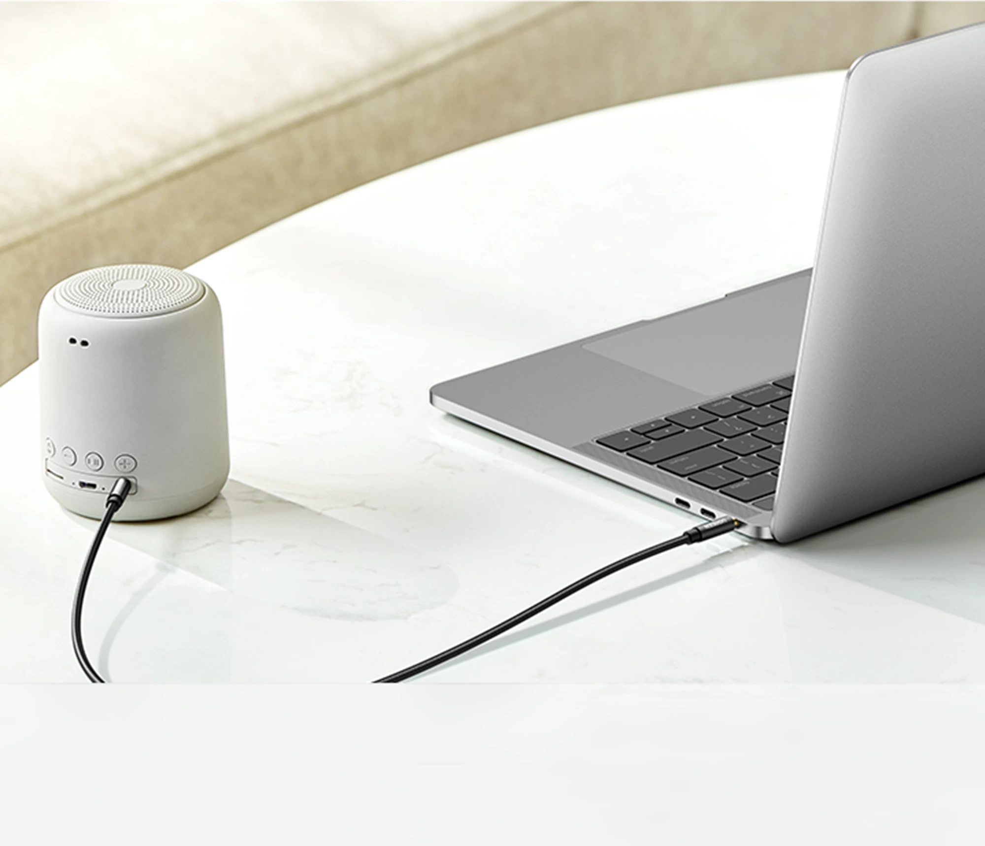 Kabllo audio AUX Ugreen AV112, 0.5m, mini jack 3.5mm, këndore, Blu