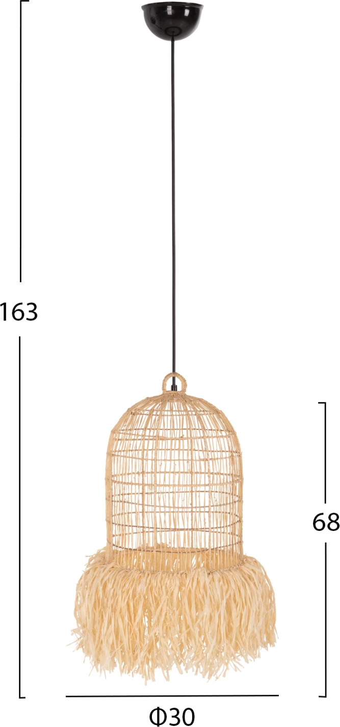 Llambë varëse tavani, fibra gjethe palme, ngjyrë natyrale, FH7891, Φ30x163H cm