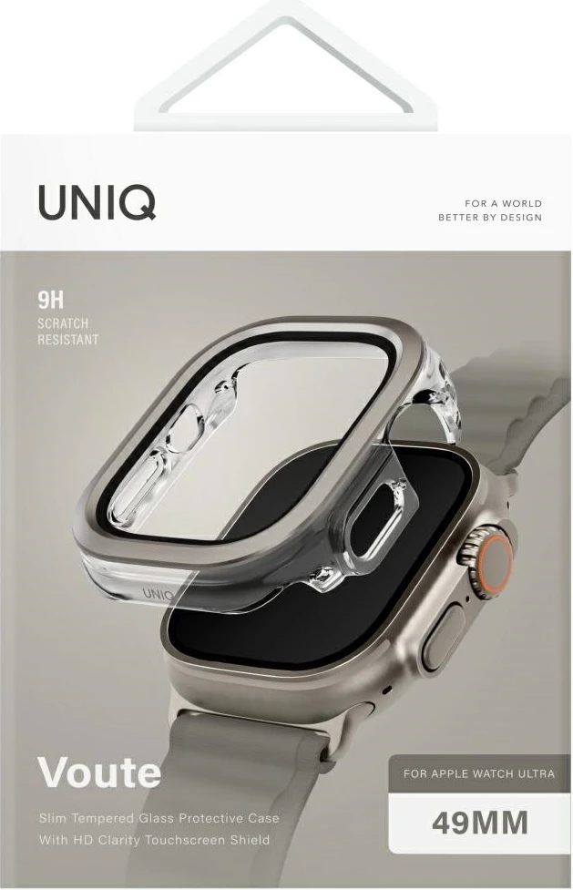 Mbështjellës UNIQ Voute për Apple Watch Ultra 49mm, xham i temperuar, argjend