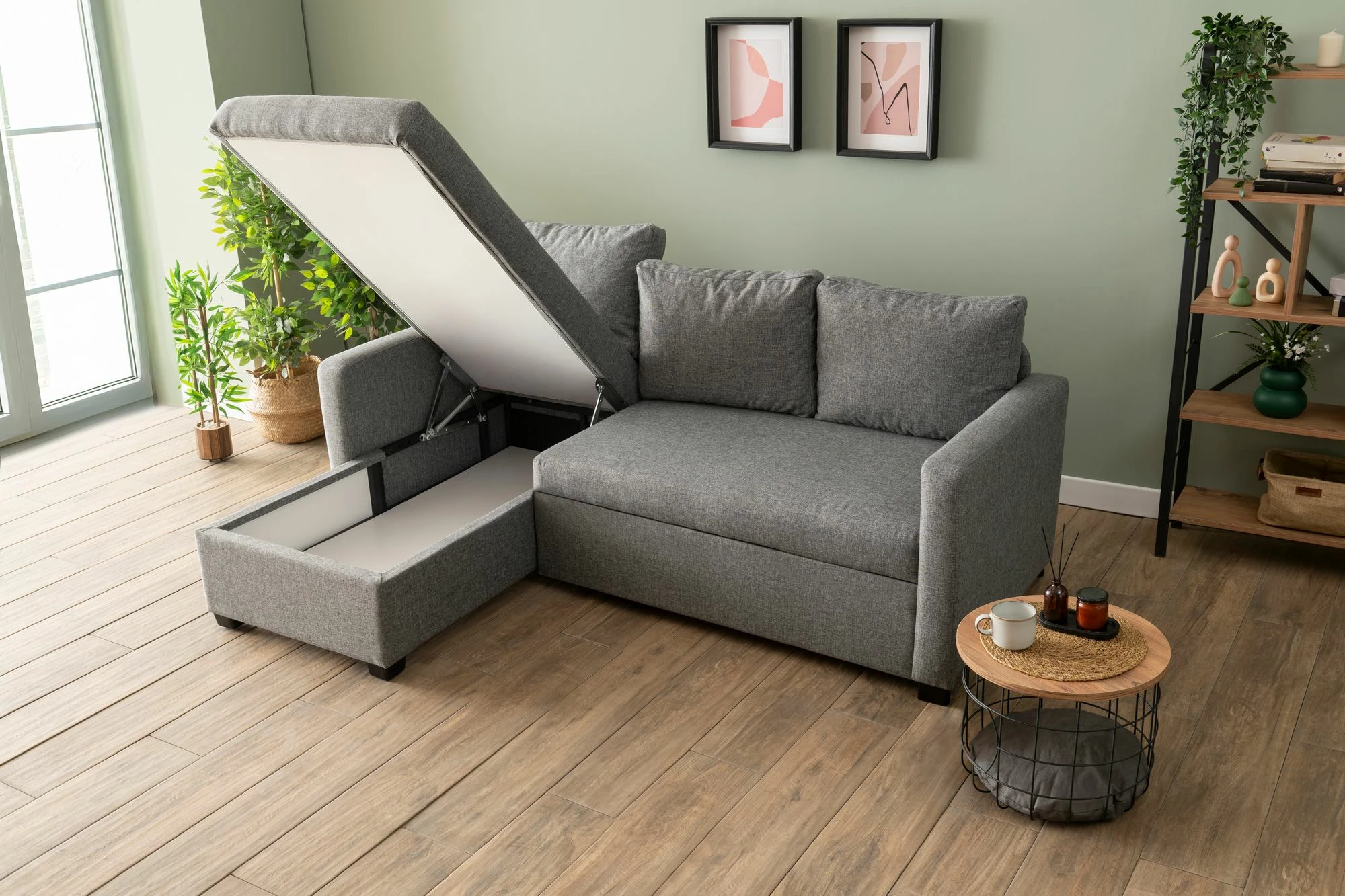 Kënd-sofë krevate Atelier del Sofa, ngjyrë gri e çelët, Kado