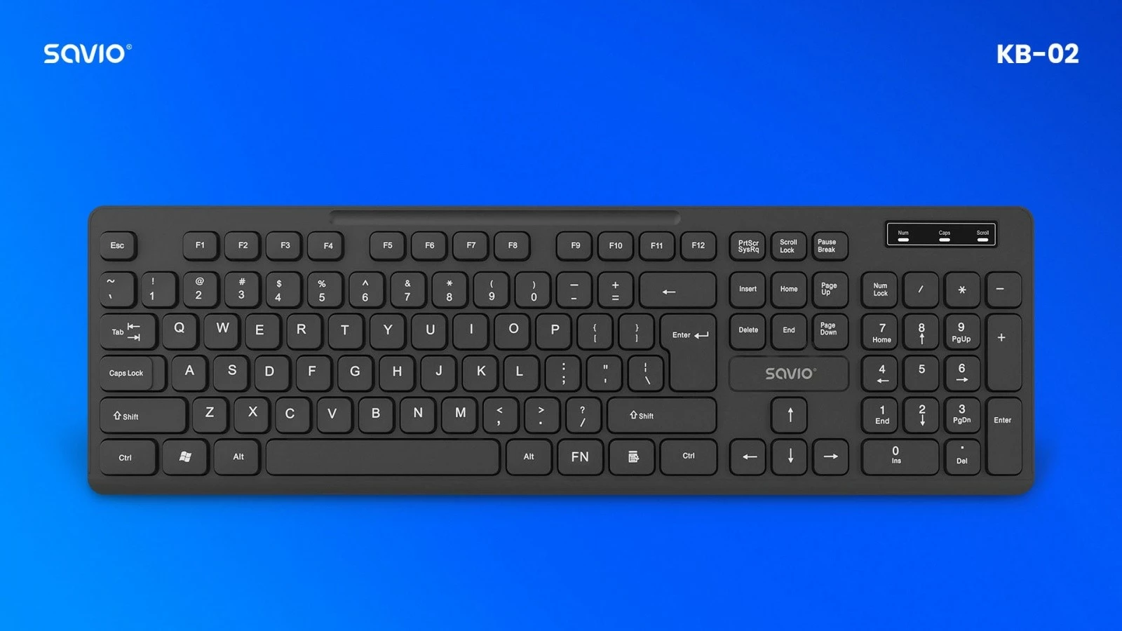 Tastierë wireless Savio KB-02, standarde, 2.4 GHz, USB, e zezë