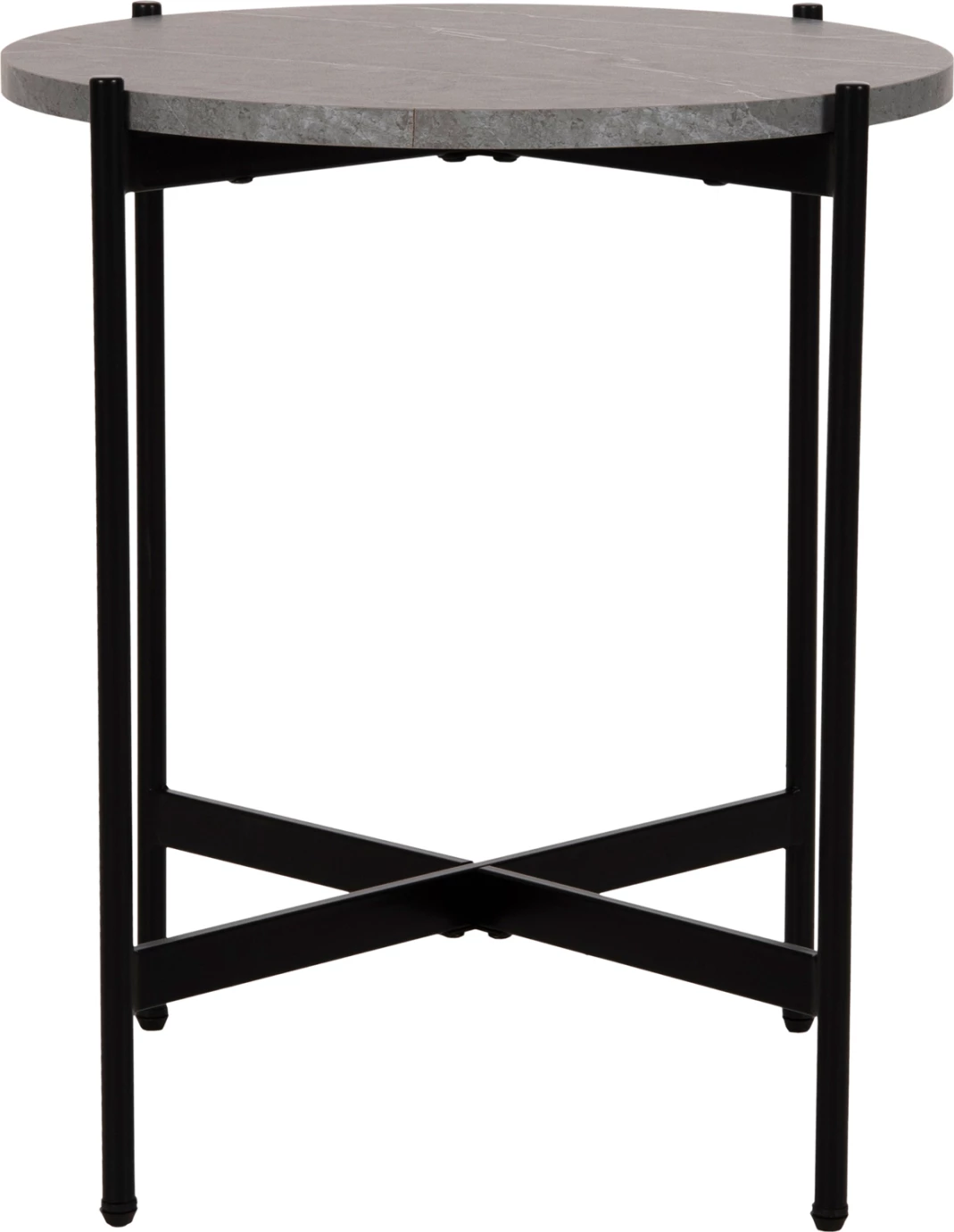 Tavolinë anësore FH9589.02 MDF mermer gri-bazë metalike e zezë Φ50x55Hcm