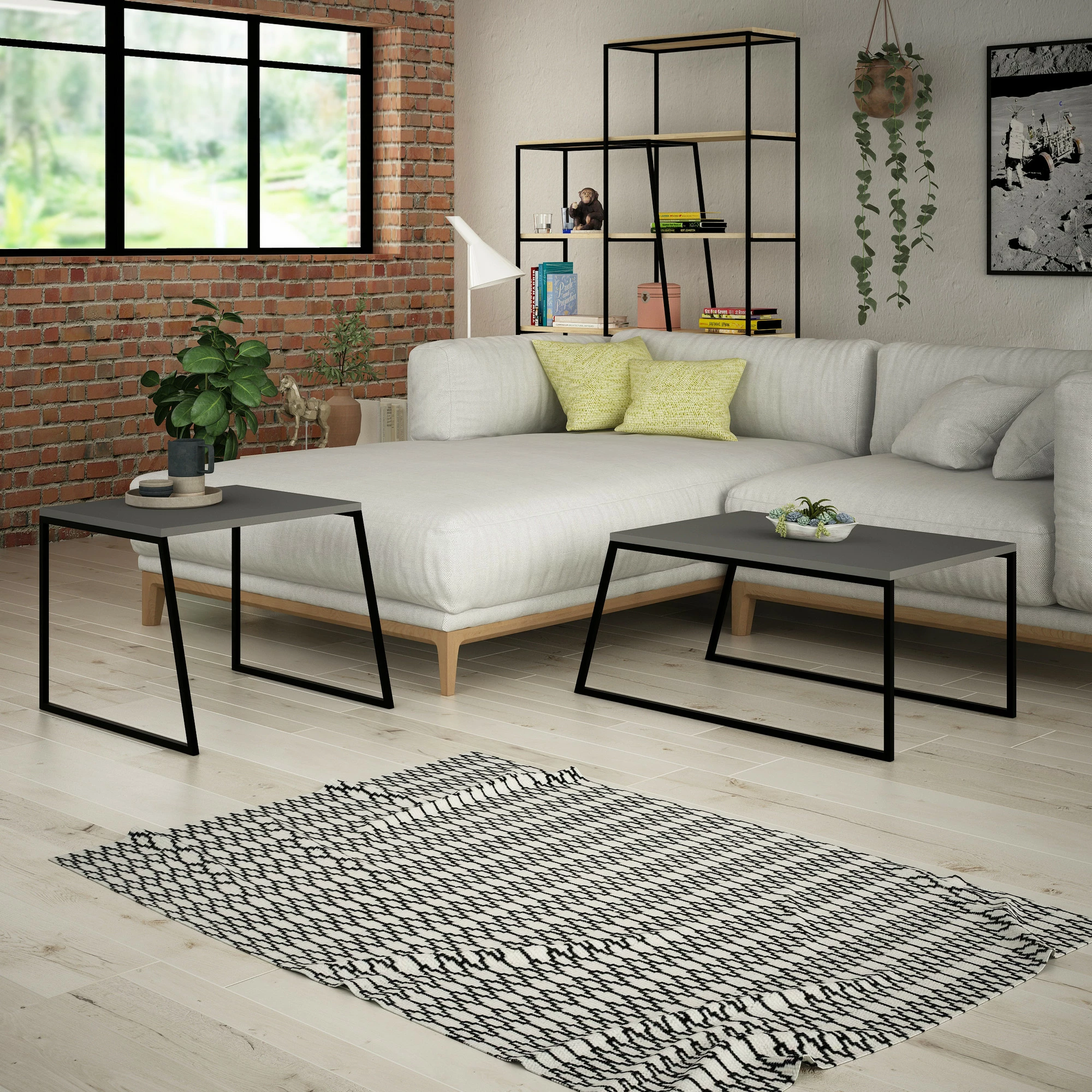 Set tavolinash kafeje Skye Decor, ngjyrë antracit