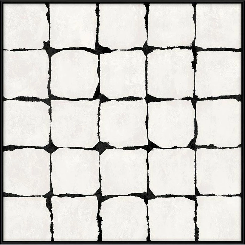 Pikturë dekorative FOCUS, kanavacë, ngjyrë e bardhë dhe e zezë, MDF i zi, 100x100x4cm