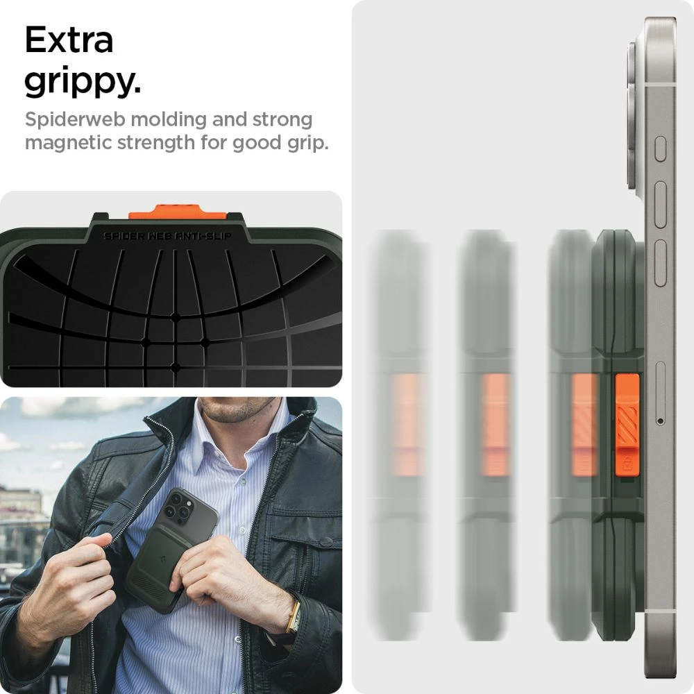 Mbështjellës Spigen Lock Fit MagSafe për karta, i gjelbër