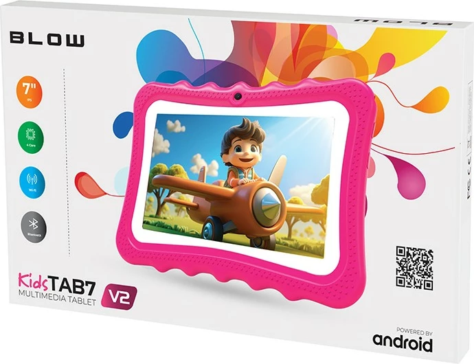 Tablet BLOW KidsTAB7 V2, 7", 4/32GB, Android 14, rozë, mbështjellës për fëmijë