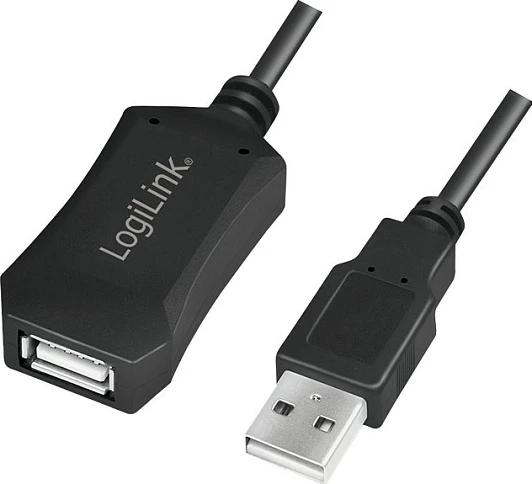 Kabllo zgjatëse USB 2.0 LogiLink, A mashkull në A femër, repeater aktiv 5m, e zezë