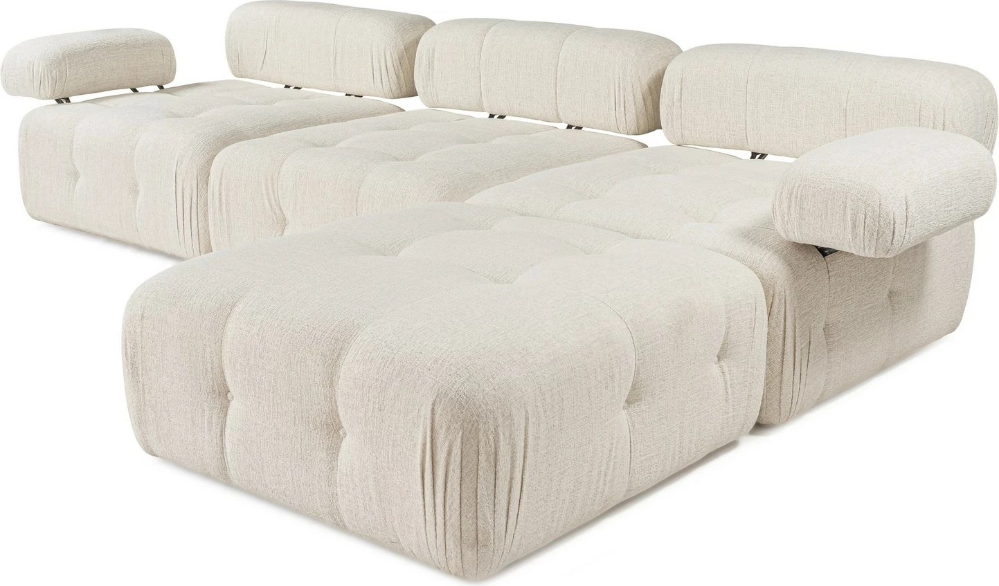 Kënd-sofë Doblo 3 vendëshe me pouffe, krem, Atelier del Sofa