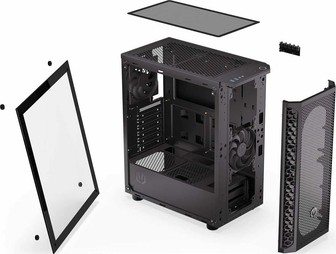 Kasë Endorfy Signum 300 Core EY2A004 Midi Tower ATX/Micro-ATX/Mini-ITX, xham i temperuar, pa PSU, e zezë