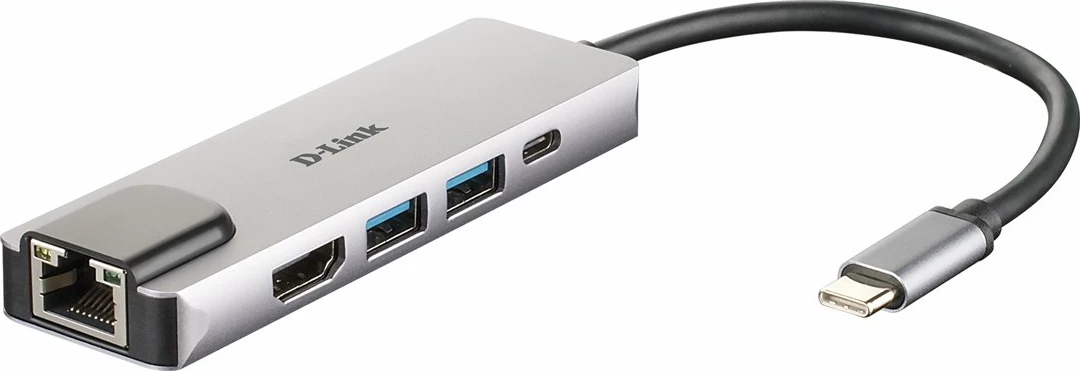 D-Link DUB-M520 5-in-1 USB-C Hub, HDMI 4K, Gigabit Ethernet, 2x USB 3.0, USB-C PD 60W
