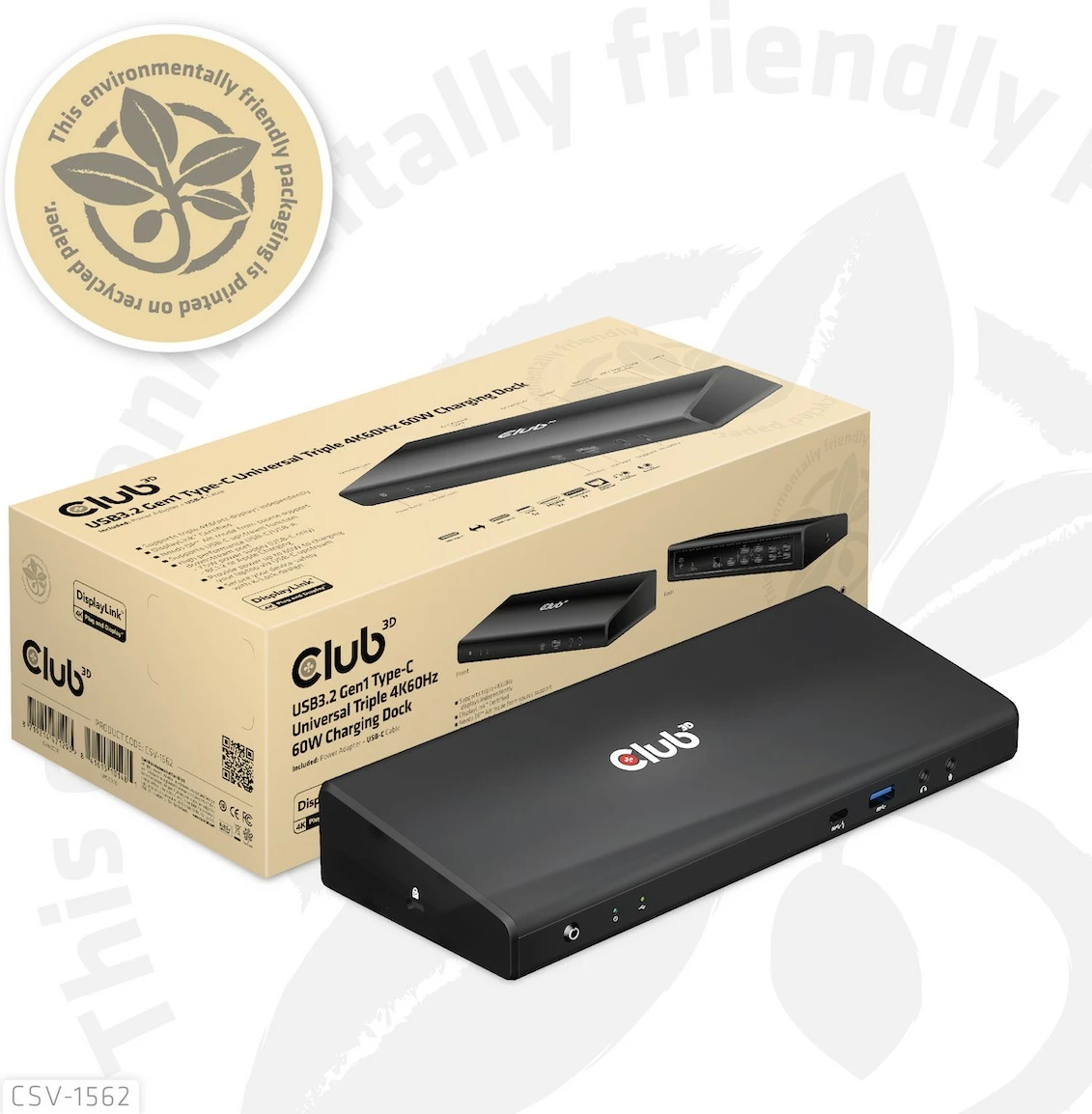 Docking station Club3D CSV-1562, 6xUSB3, 2xDP, 3xHDMI, LAN, USB-C, e zezë