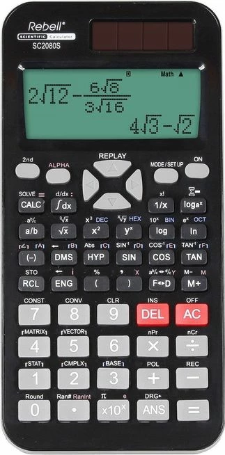 Kalkulator shkencor Rebell RE-SC2080S, ekran LCD 2-rreshta, 417 funksione, solar+bateri, i zi