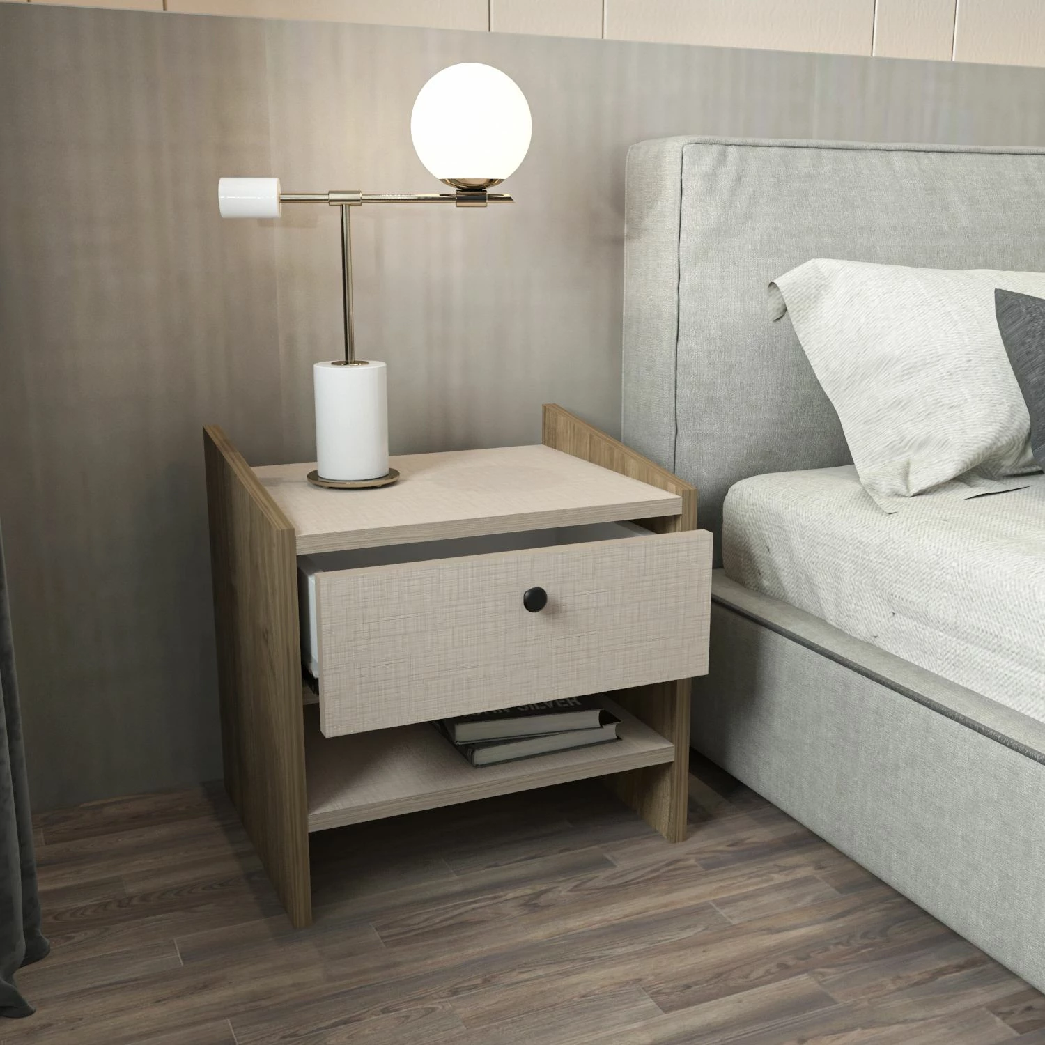 Komodinë nate Skye Decor, Berlin, ngjyrë arre, bezhë