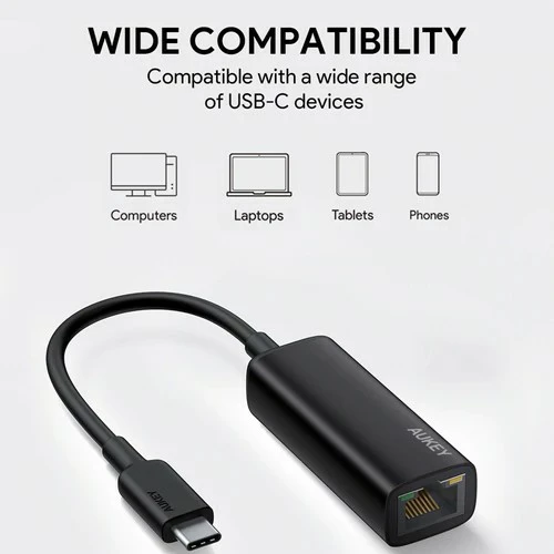 adapter rrjeti AUKEY CB-A30 USB-C në Gigabit Ethernet 1 Gb/s, USB 3.0 Type-C, LED tregues, kasë alumini