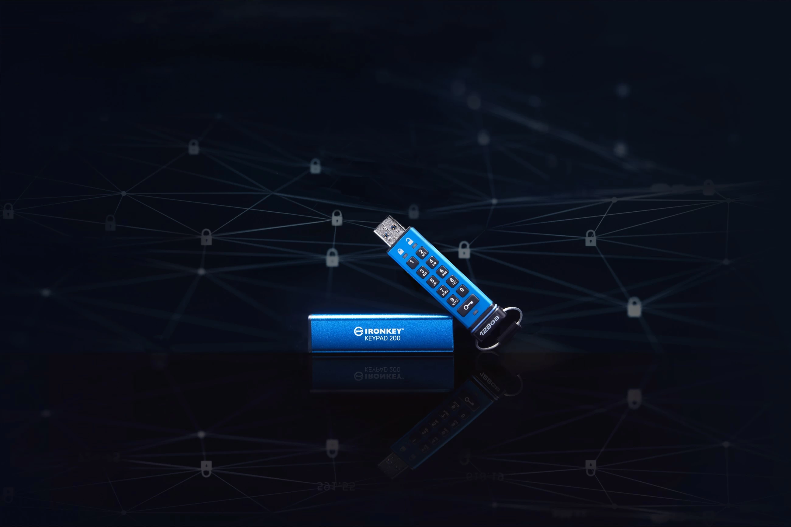 USB stick Kingston IronKey Keypad 200 128GB kaltër