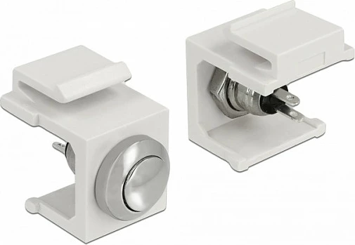 Buton shtypës Keystone DeLOCK, 24 V / 1 A, i bardhë/çelik inox