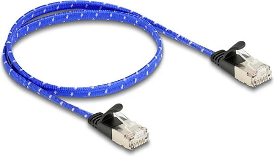Kabllo rrjeti DeLOCK Cat6a RJ45 e sheshtë 0.5 m, 10 Gbps, U/FTP, blu