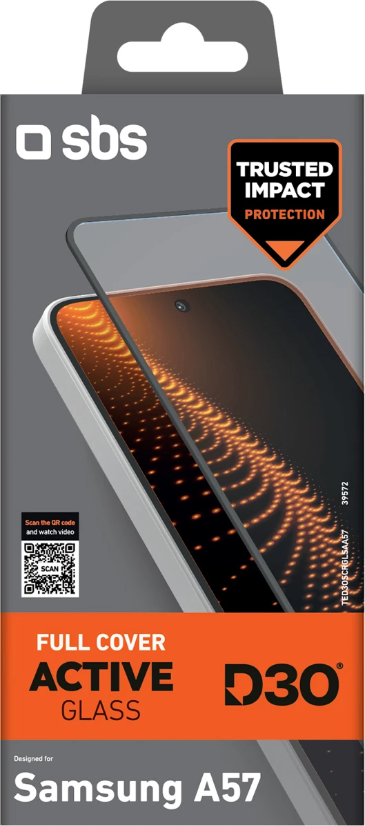 Xham i kalitur mbrojtës ekrani SBS D3O për Samsung Galaxy A57, me kornizë të zezë, 1 copë