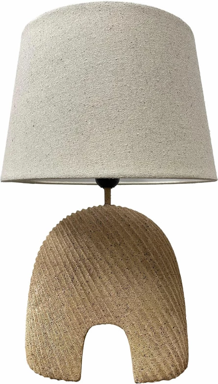 Llambë tavoline CAPSULE, polirezine, terrakotë e çelët, pëlhurë off white, 30.5x30.5x45cm