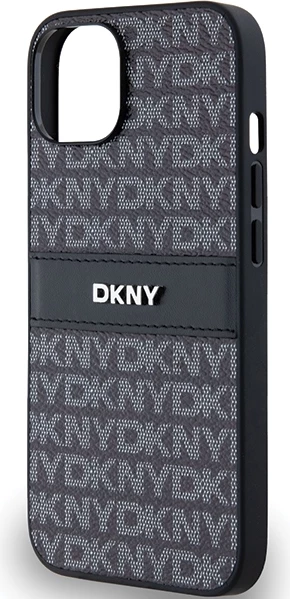 Mbështjellës DKNY Mono Stripe & Metal Logo për iPhone 15 Plus / 14 Plus, e zezë