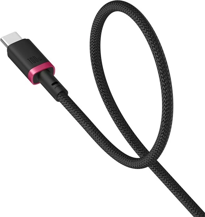 Kabllo Baseus Dura Type C në Type C, 100 W, 2 m, E zezë, E kuqe