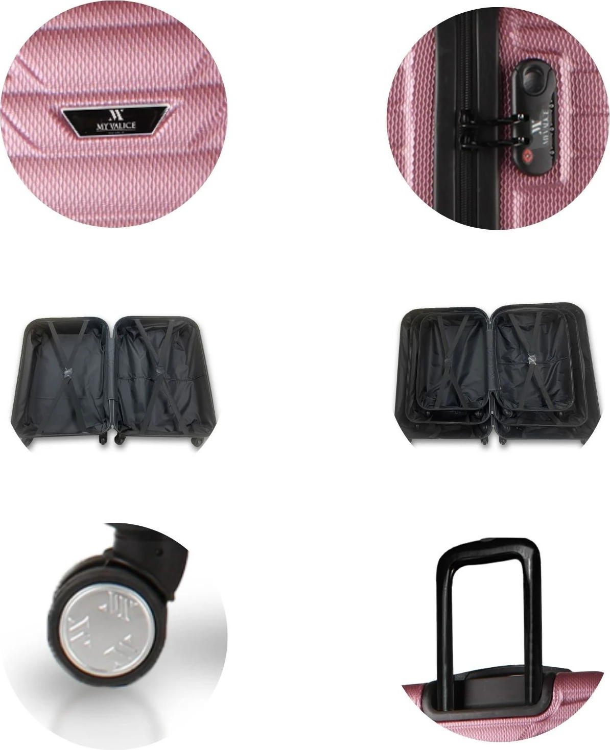 Set valixhesh (3 copë), ngjyrë rozë e artë, Zoozie Bags, 5585