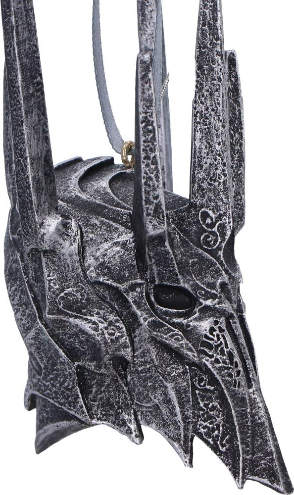 Ornament Krishtlindjesh Nemesis Now Lord of the Rings Helm of Sauron, resinë e pikturuar me dorë, gri e errët