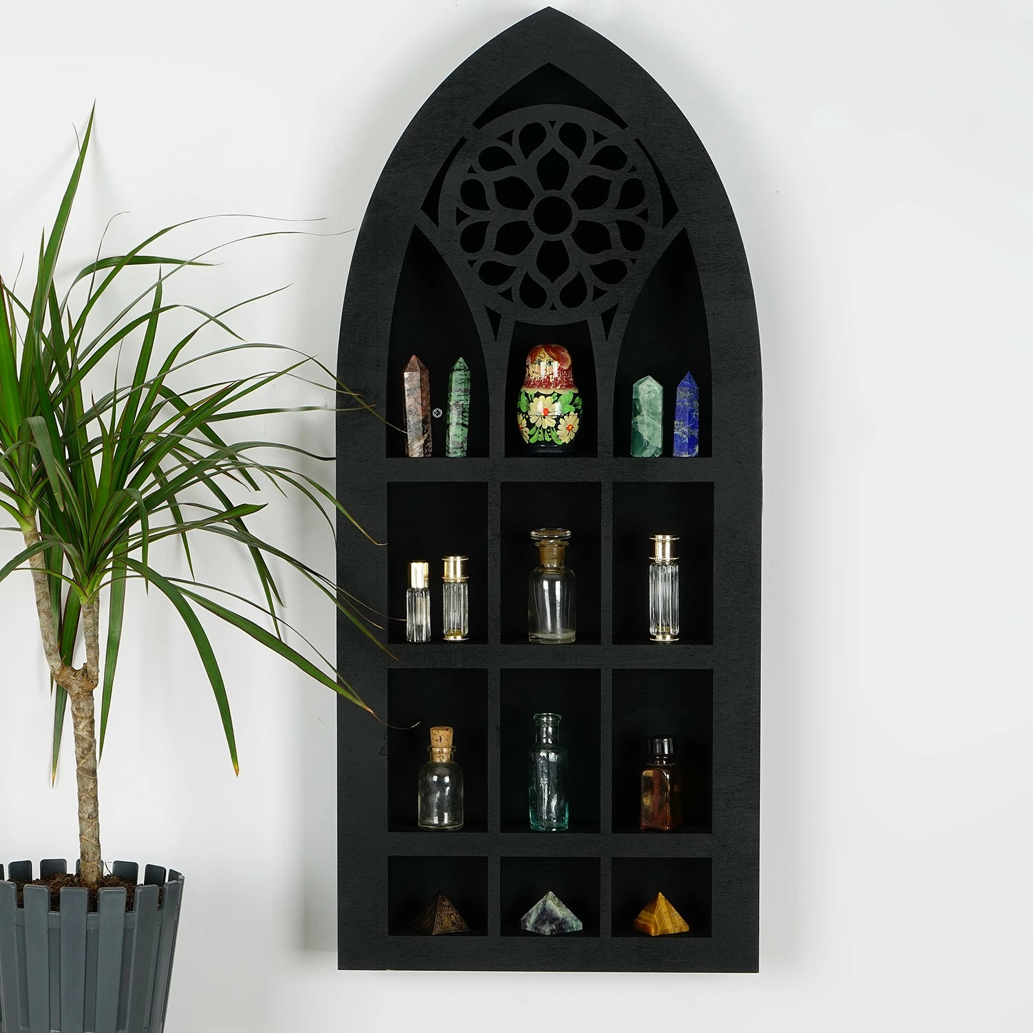 Organizues dekorativ prej druri, ngjyrë e zezë, Skye Decor, Meh207-S, 45x20x6 cm