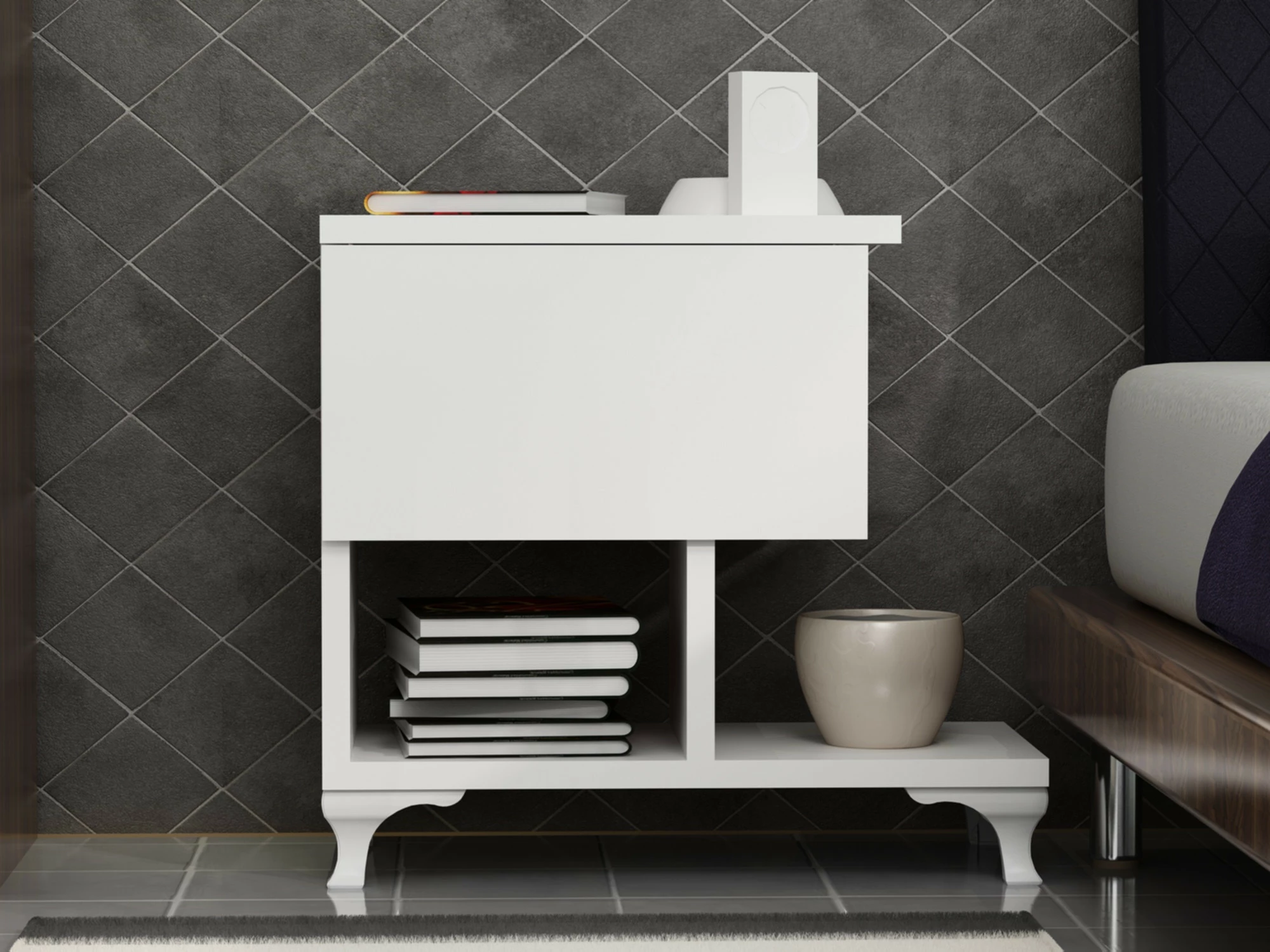 Komodinë Hanah Home, ngjyrë e bardhë, Cast