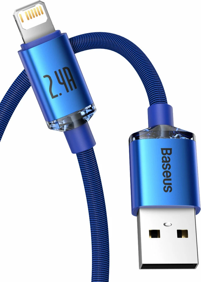 Kabllo Baseus Crystal Shine, USB-A në Lightning, 1.2m, 2.4A, Kaltër