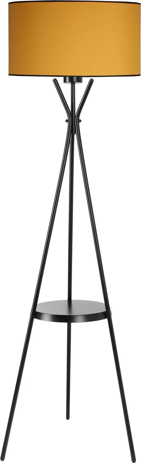 Llambë dyshemeje Opviq, ngjyrë mustard, me raft të vogël, cilindër