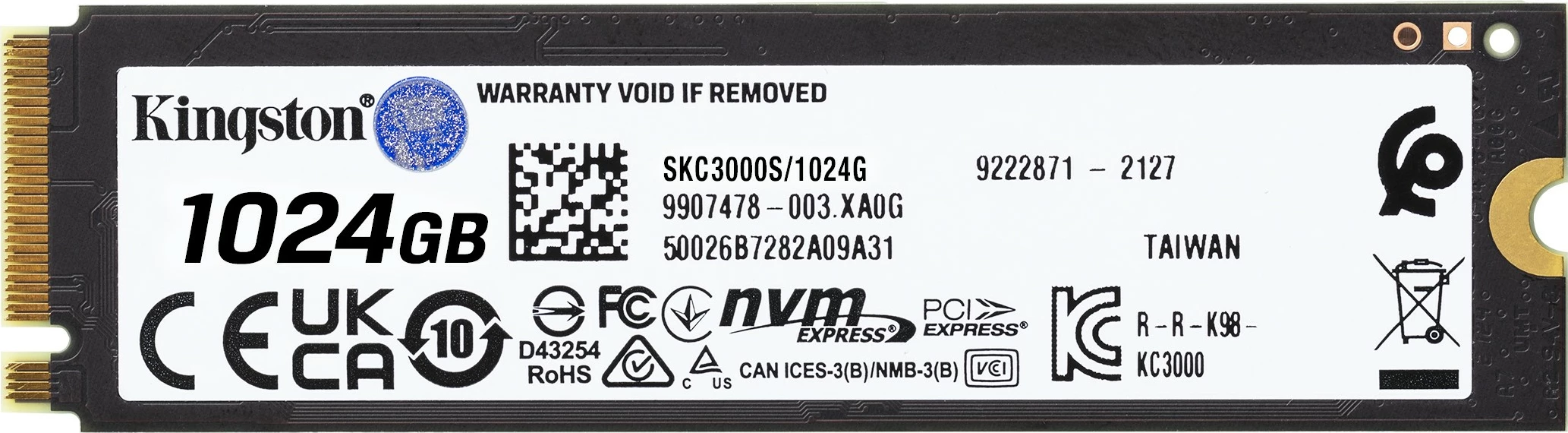 SSD Kingston KC3000 NVMe M.2 1.02 TB, 7000 MB/s