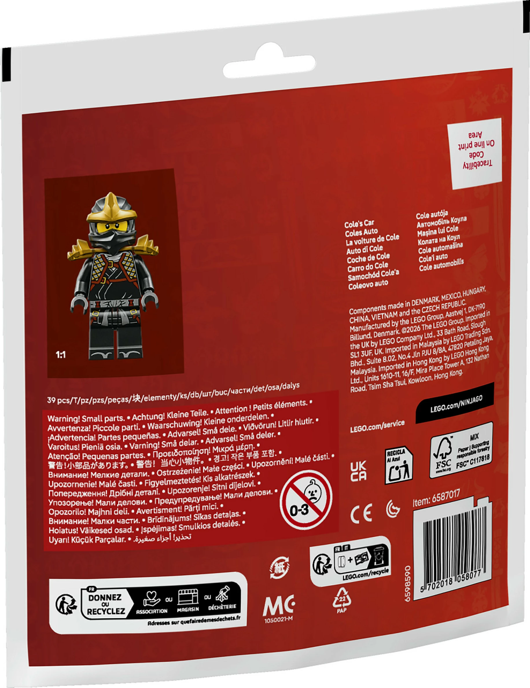 Set ndërtimi LEGO NINJAGO Legacy 30723 Cole's Car, 39 pjesë, 6+, multikolor