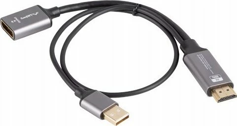 Adapter kabllo Lanberg HDMI (M) në DisplayPort (F) 4K 20cm, argjend