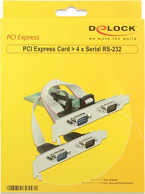 Kartelë zgjerimi PCIe DeLOCK 89557, 4x RS-232 Serial, low-profile, PCIe 2.0, e gjelbër