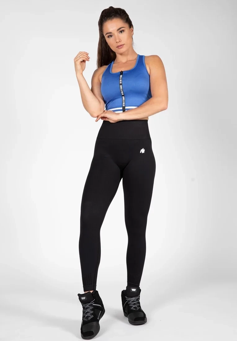 Mesa Zip Front Crop Top - Blue [Madhësia: XS]
