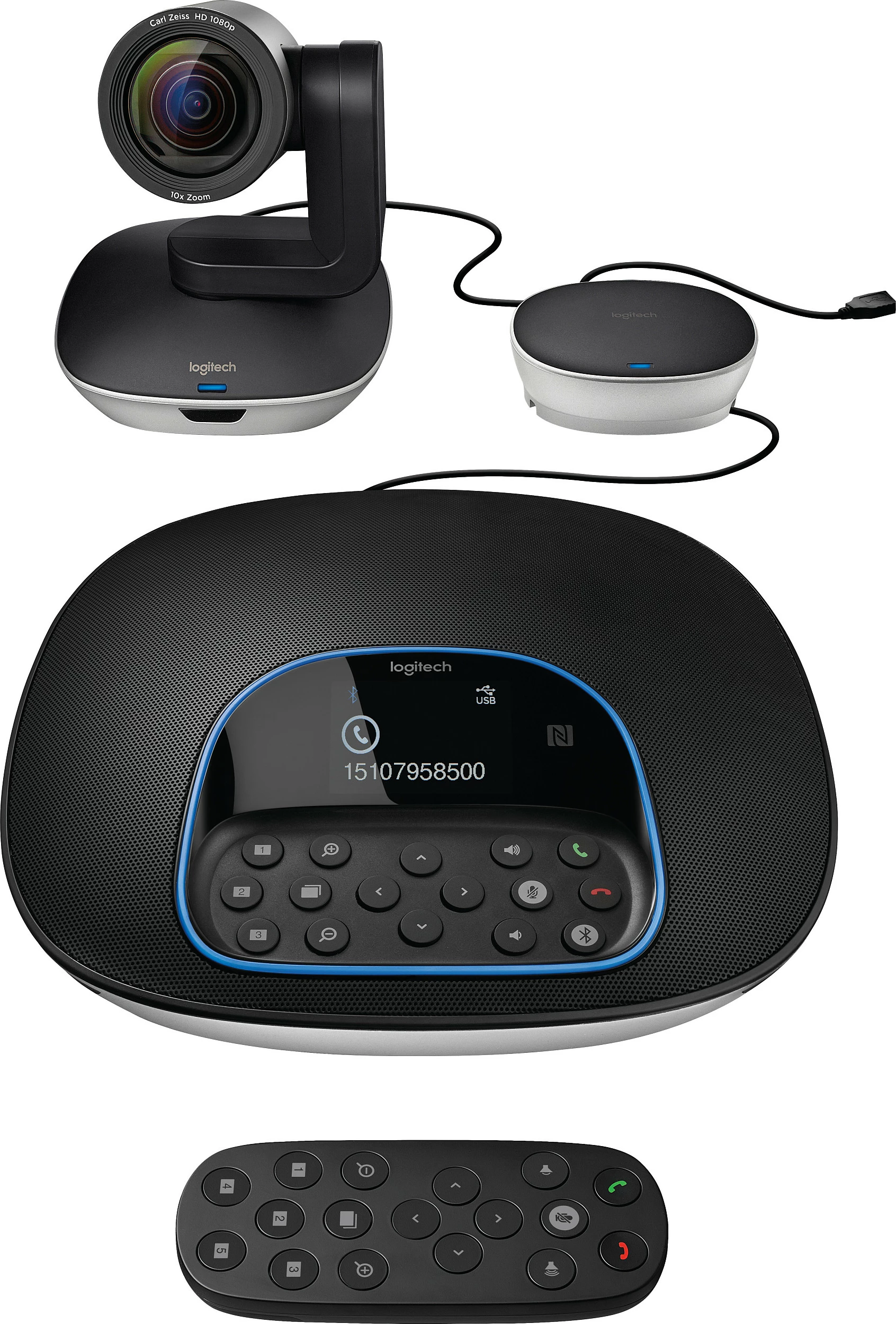 Sistem videokonference Logitech Group, Full HD, 10x, Zi, Gri