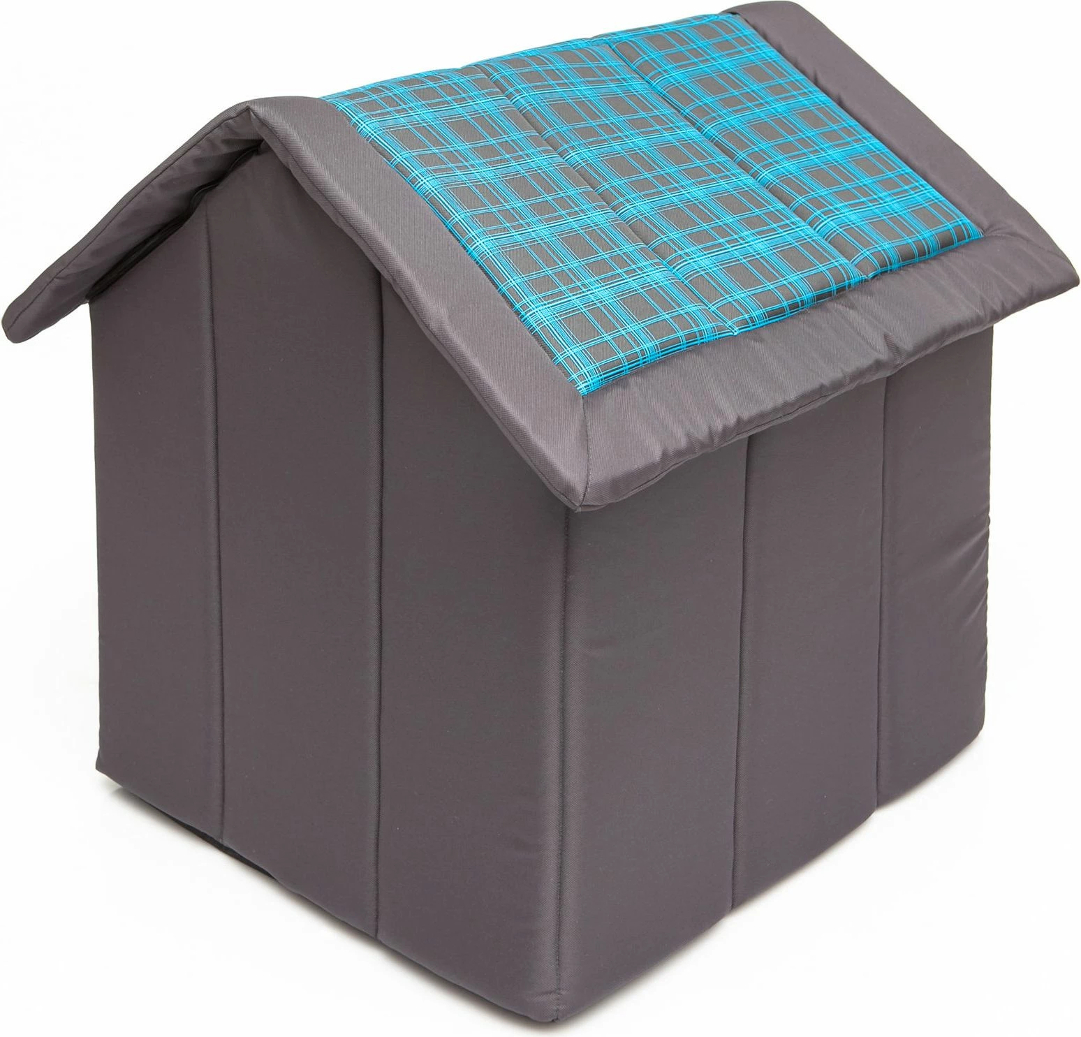 Shtëpizë për qen Hobbydog Buda R2 45x44x38 cm gri-blu me kuadrate