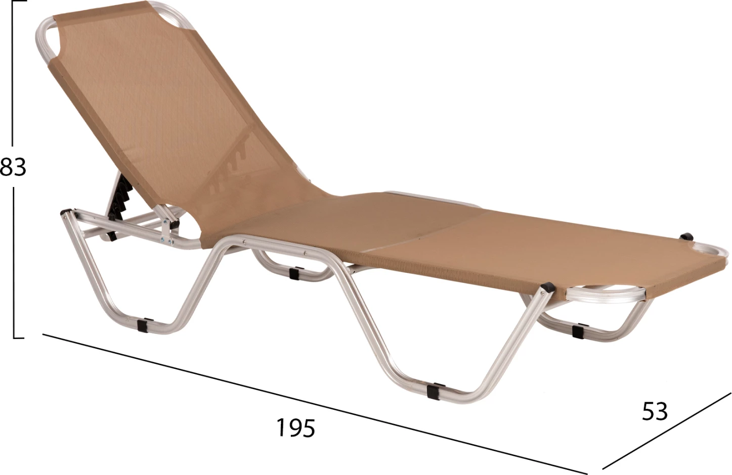 Shtrat profesional për diell alumini FH5071.80 Mocha 60x190x30-91 cm 6