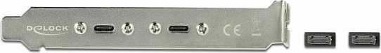Braket slote USB-C DeLOCK, 2x USB-C, USB 3.2 Gen 2, 0.5 m, argjendtë