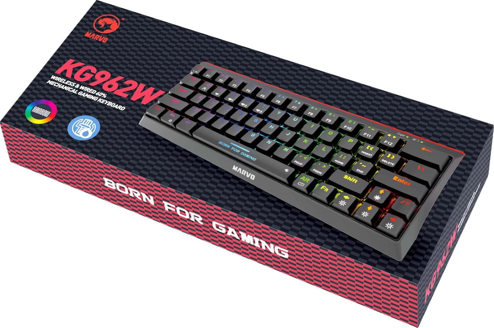 Tastierë mekanike wireless Marvo KG962W 60% RGB, e zezë